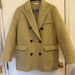 Light Green Wool Jacket. Size S can fit an M. 85% Wool, 15% Rabbit Hair
